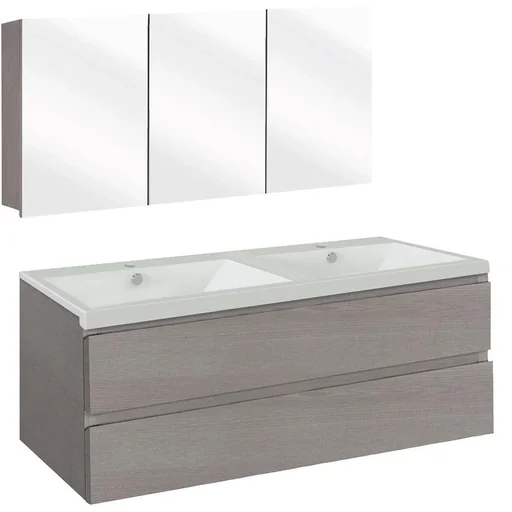 "Concept bathroom furniture with mirror cabinet 120cm - grey/white image"