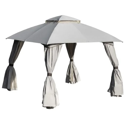 "Pavilion with side walls party tent with double roof 3x3x2.8m marquee garden arbor steel polyester light grey image"