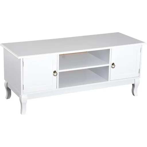 "TV Lowboard TV Table Stand Wooden Feet MDF White image"