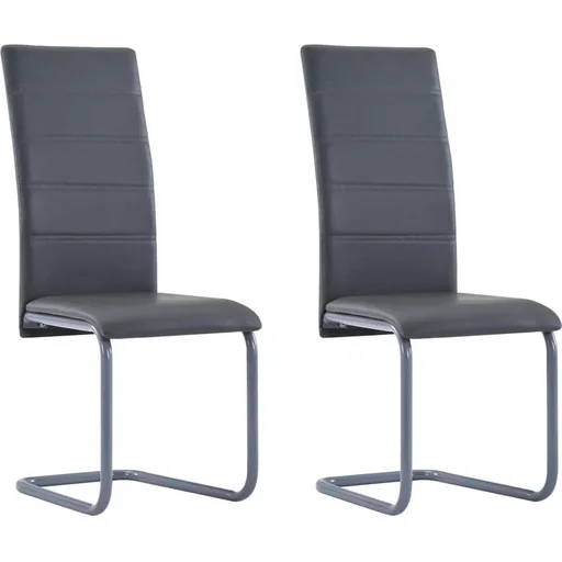 "Dining room chairs 2 pieces faux leather grey image"