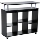 Kitchen trolley serving trolley with 6 compartments black