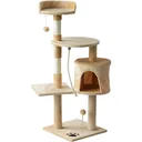 Cat tree scratching post sleeping cave play tree 4 layers beige