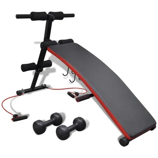 "Sit-up bench with adjustable 3 kg dumbbells image"
