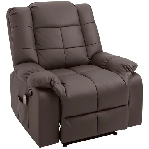 "Massage chair TV chair Relaxing chair with massage function Artificial leather Wood Metal Foam Brown 94 x 99 x 99 cm image"