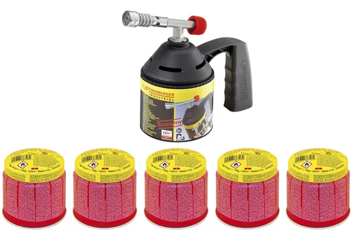 "RoFlame Economy blowtorch including 5 Supergas cartridges image"