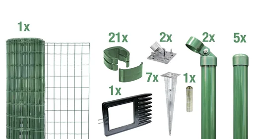 "Fix-Clip Pro as a complete fence set, with ground socket, green, height 122 cm, length 10 m image"