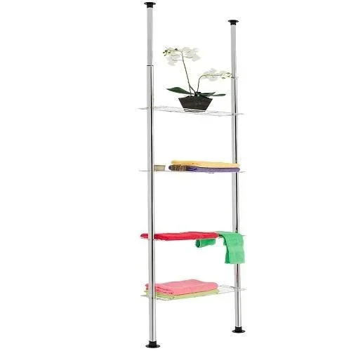 "Telescopic shelf with 4 height-adjustable shelves 173-270cm image"