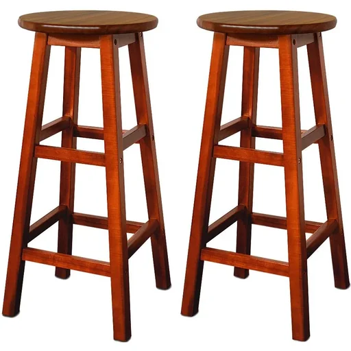 "Bar stools solid acacia wood 2 pieces image"