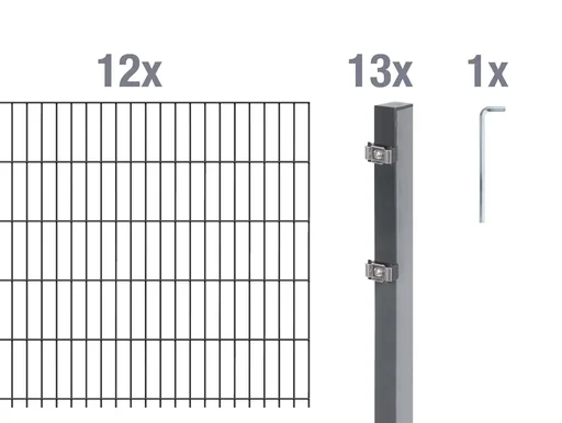 "Double rod mesh fence complete set, anthracite, height 100 cm, length 24 m image"