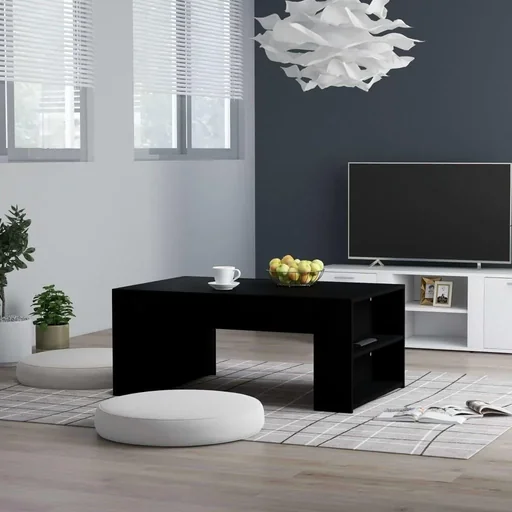 "Coffee table 100x60x42 cm black chipboard image"