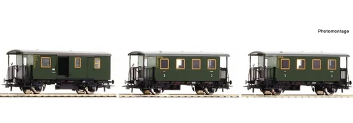 "Set of 3 local railway carriages Deutsche Bundesbahn image"