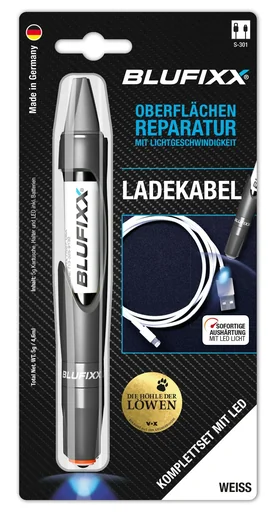 "Repair pen 5 g CI for cable including blue LED light, white image"