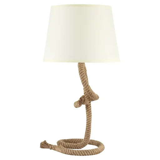 "Table lamp rope lamp hemp rope bedside lamp lampshade vintage E27 40 W living room bedroom beige Ø32 x 63 cm image"