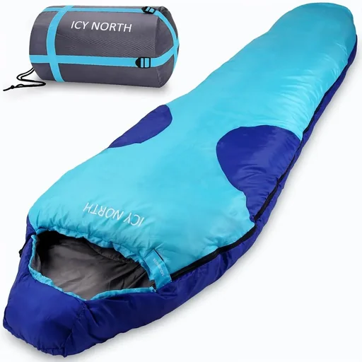 "Sleeping bag Bergsteiger Icy North dark blue + light blue image"