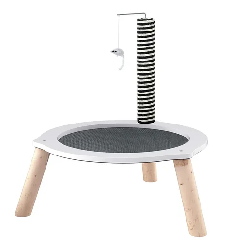 "Cat bed, large cat bed, cat catching post and toy mouse, MDF, fir wood, Oxford cloth, sisal, white+grey+ image"
