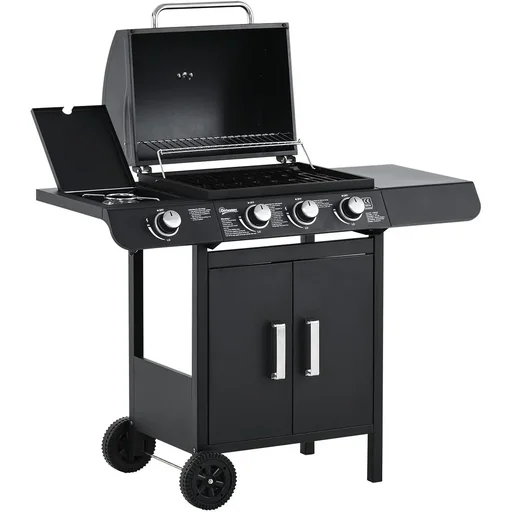 "Grill cart with 4 burners black image"