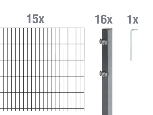 "Double rod mesh fence complete set, anthracite, height 80 cm, length 30 m image"