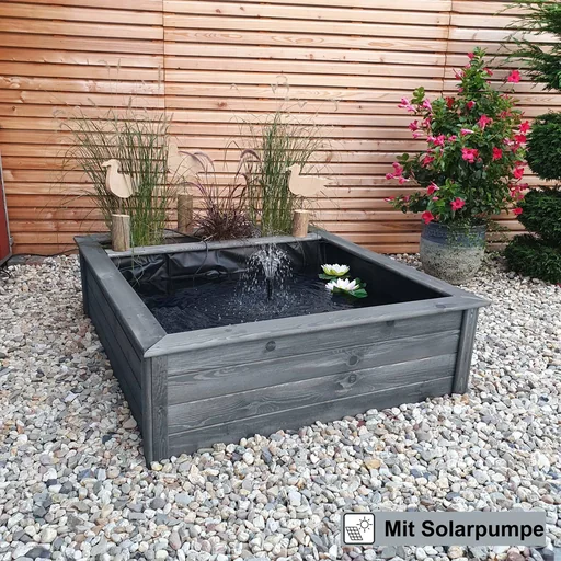 "Raised pond with side planting zone Solar, grey image"