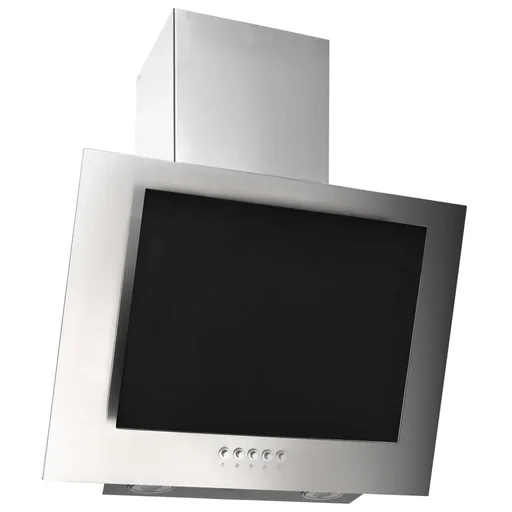 "Wall hood 60 cm made of stainless steel and tempered glass silver image"