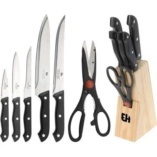 "7-piece knife set in a knife block/ image"