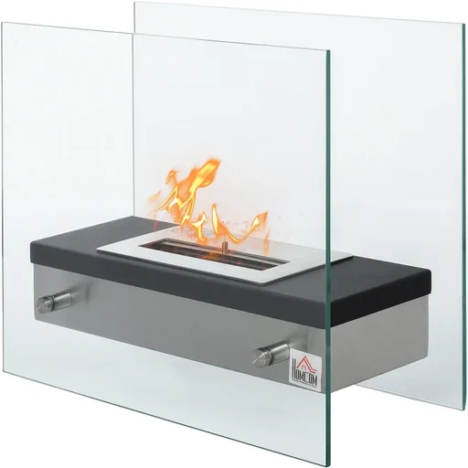 "Bio fireplace ethanol fireplace bio-ethanol burner 1.5L burning time no smoke stainless steel 47 x 20 x 40 cm image"