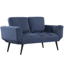 Sofa bed, folding sofa, 2-seater fabric sofa, sofa bed, sofa with sleeping function, sofa set, velvet, metal, blue, 151 x 75 x 83 cm