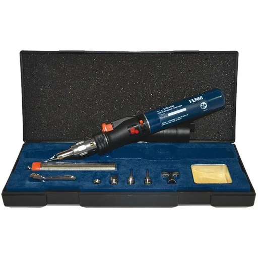 "SGM1006 Gas Soldering Iron - 35 min. operating time - Incl. 8mm angled soldering tip and 3.5mm chisel-shaped soldering tip image"