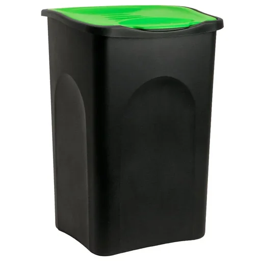 "Trash can black/green plastic 50L image"