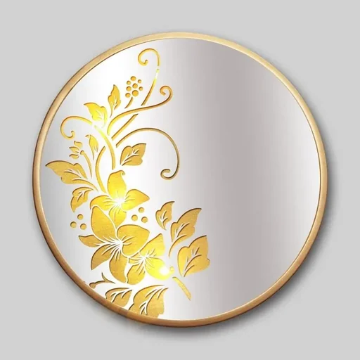 "LED mirror with floral pattern image"