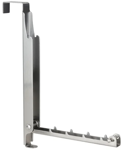 "2 in 1 folding door hook, stainless steel, silver image"