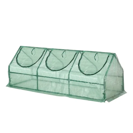 "Greenhouse with window PE greenhouse tomato house cold frame 180x60x60cm green image"
