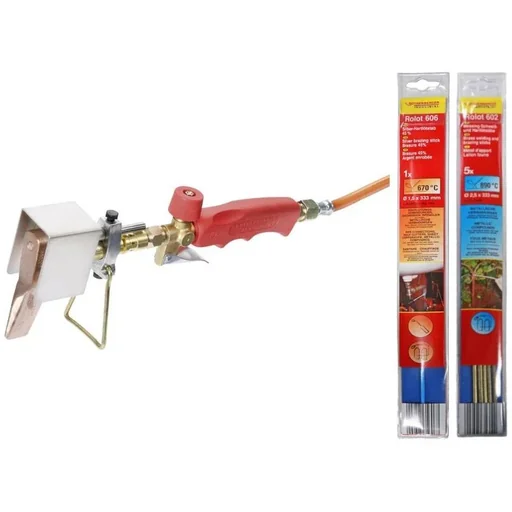 "Gutter soldering set - 250°C WITH silver soldering rod and Rolot brass soldering image"