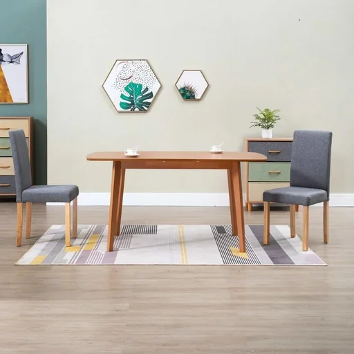 "2-piece dining room chairs, light grey fabric image"