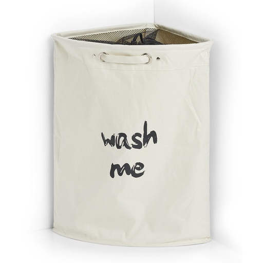 "Corner laundry basket "Wash me", polyester, beige image"