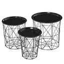 Set of 3 side tables with storage space, bedside table, decorative sofa table with removable lid, basket shelf, wicker table, coffee table