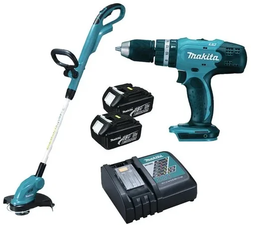 "Set DLX2114X1, 18V impact drill, 18V grass trimmer, 18V charger and two 18V batteries 3.0 Ah image"