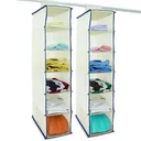 2x coat hangers with 6 compartments in beige/blue