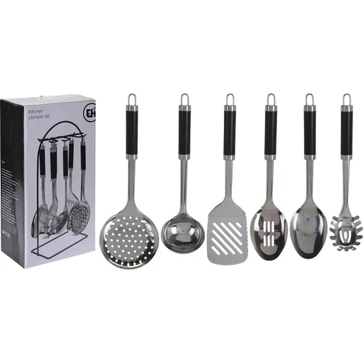 "Excellent Houseware 7-piece stainless steel tableware set with holder image"