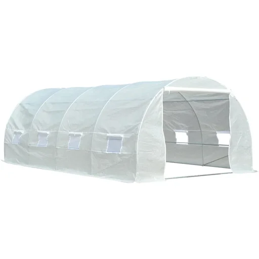 "Plastic greenhouse 6x3x2m 8 side windows white image"