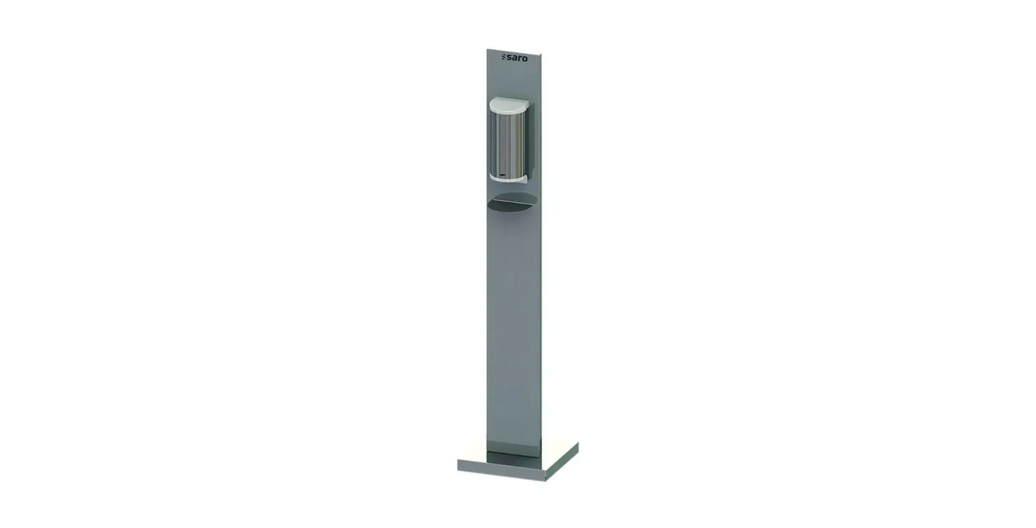 "Saro dispenser voor ontsmetting, desinfectie dispenser met ondersteuning - vloermodel, roestvrij staal image"
