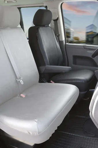 "Fitted seat covers for VW T5 single front seat made of artificial leather from 04/2003 to 08/2009 image"