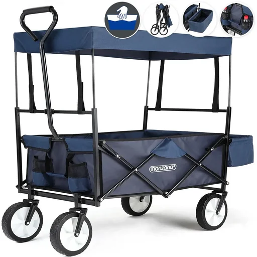 "Trolley with shade cloth / rain cover - Dark blue - Foldable - 70 kg / 100 L image"