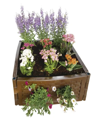"Multifunctional raised bed flexible & expandable set of 4 terracotta image"