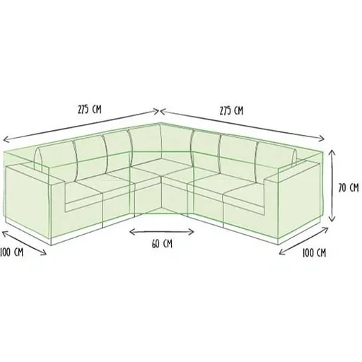 "Protective cover for L-shaped seating group - 275 x 100 x 70 cm image"