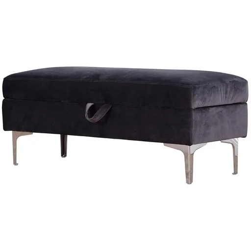 "Upholstered bench chest bench with storage space metal feet dark grey image"