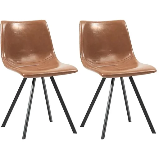 "Dining room chairs 2-seater artificial leather cognac-colored image"