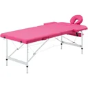 Foldable massage table 2 zones aluminum pink