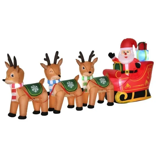 "Inflatable Santa Claus on sleigh with 3 deer 1.3 m image"