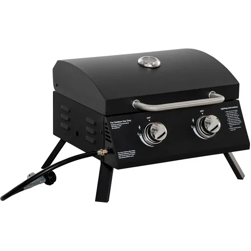 "Mobile gas grill - 2 burners - Black - 55 x 46.5 x 41 cm image"