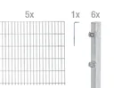 Double rod mesh fence complete set, hot-dip galvanized, height 140 cm, length 10 m
